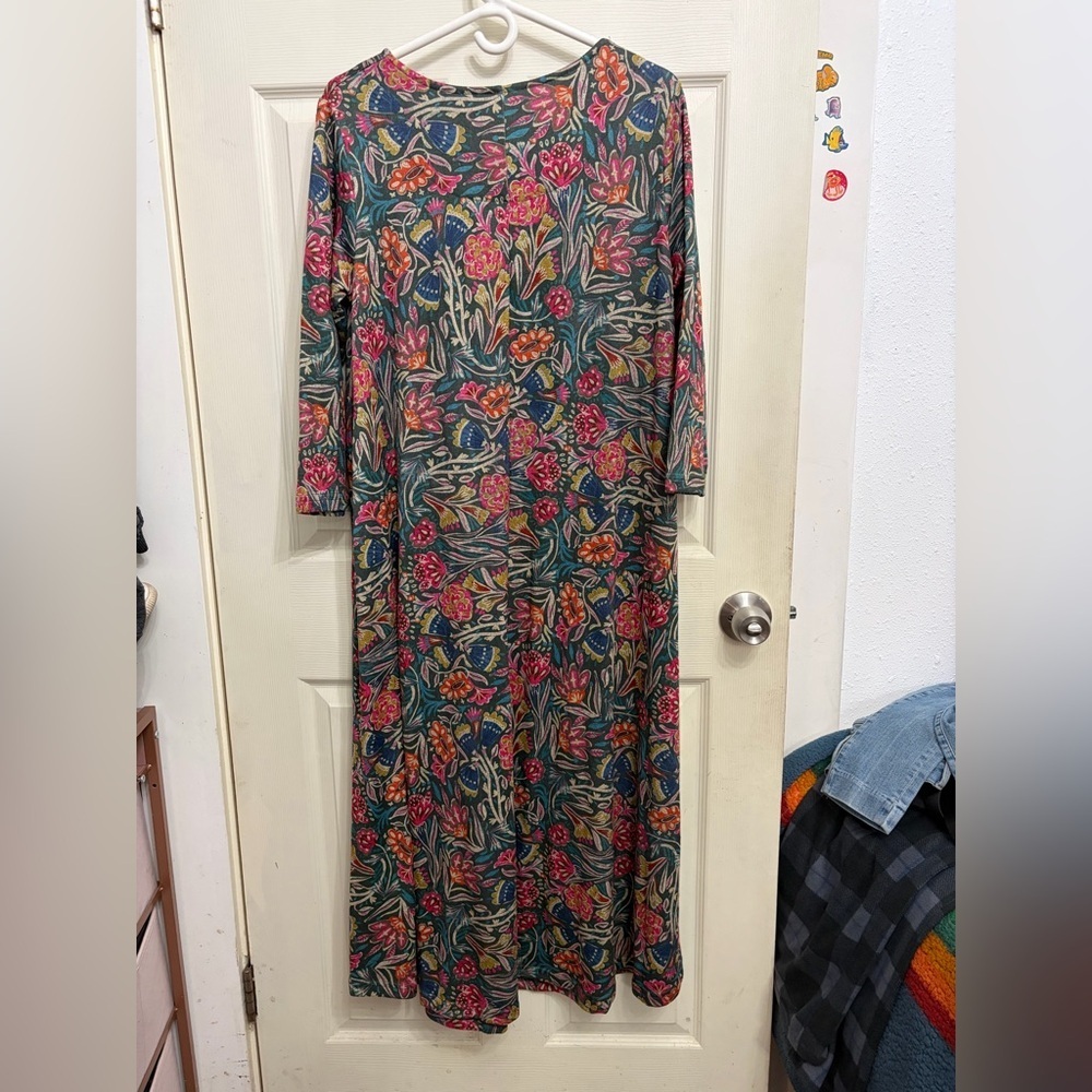 NATURAL LIFE Lottie Knit Maxi Dress, floral pattern,long sleeves size Large - Picture 2 of 3